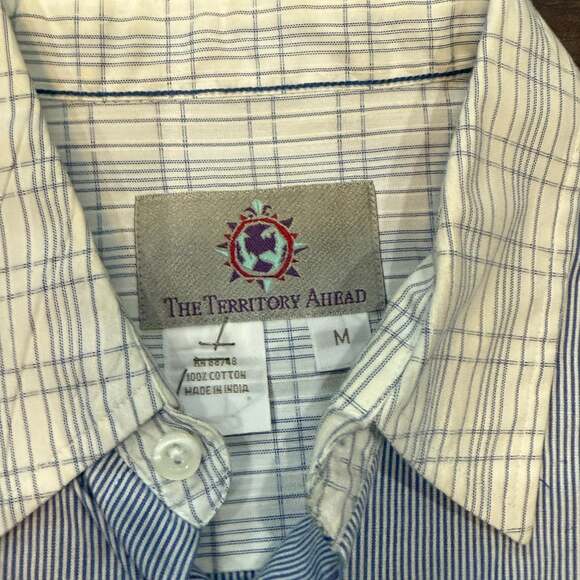 The Territory Ahead Men's Blue Striped Long Sleeve Button Up Shirt - Picture 5 of 7